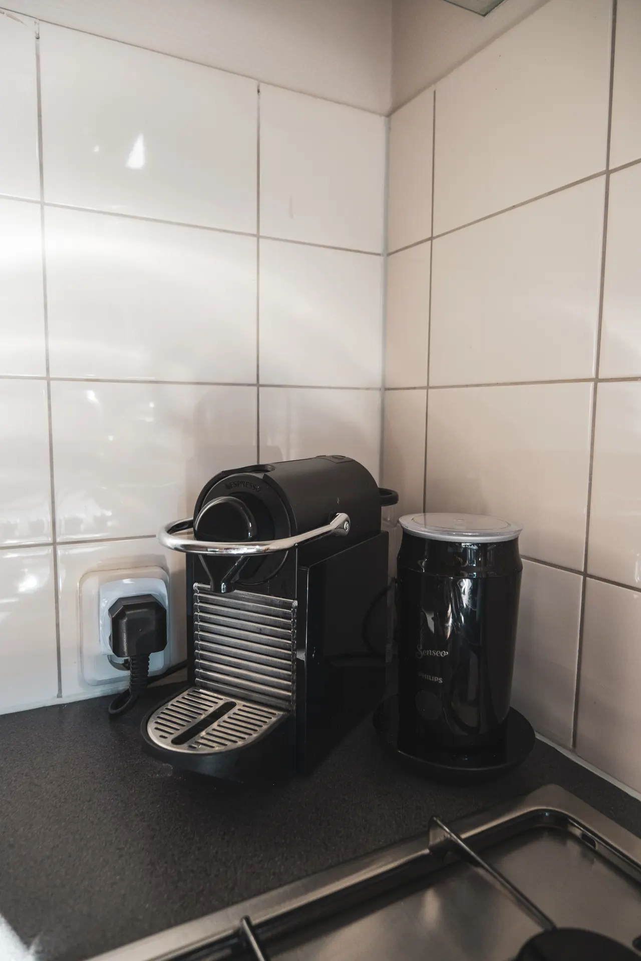 Nespresso-koffiemachine in de keuken van Huisje Pip